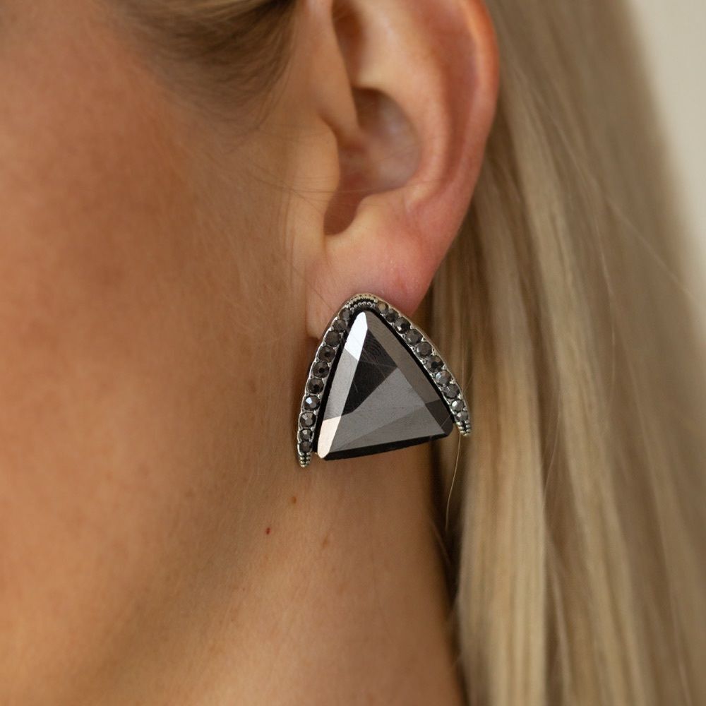 Hematite triangle earrings